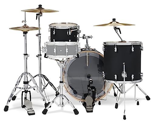 Pacific Drums & Percussion PDP Concept Maple 3-Piece Rock, Satin Black Drum Set Shell Pack (PDCM24RKBK)