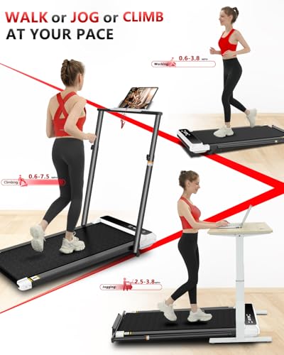 Walking Pad with Handle Bar,5% Manual Incline Walking Treadmill for Home Office,2.5HP Super Quiet Foldable Treadmills with Handrails