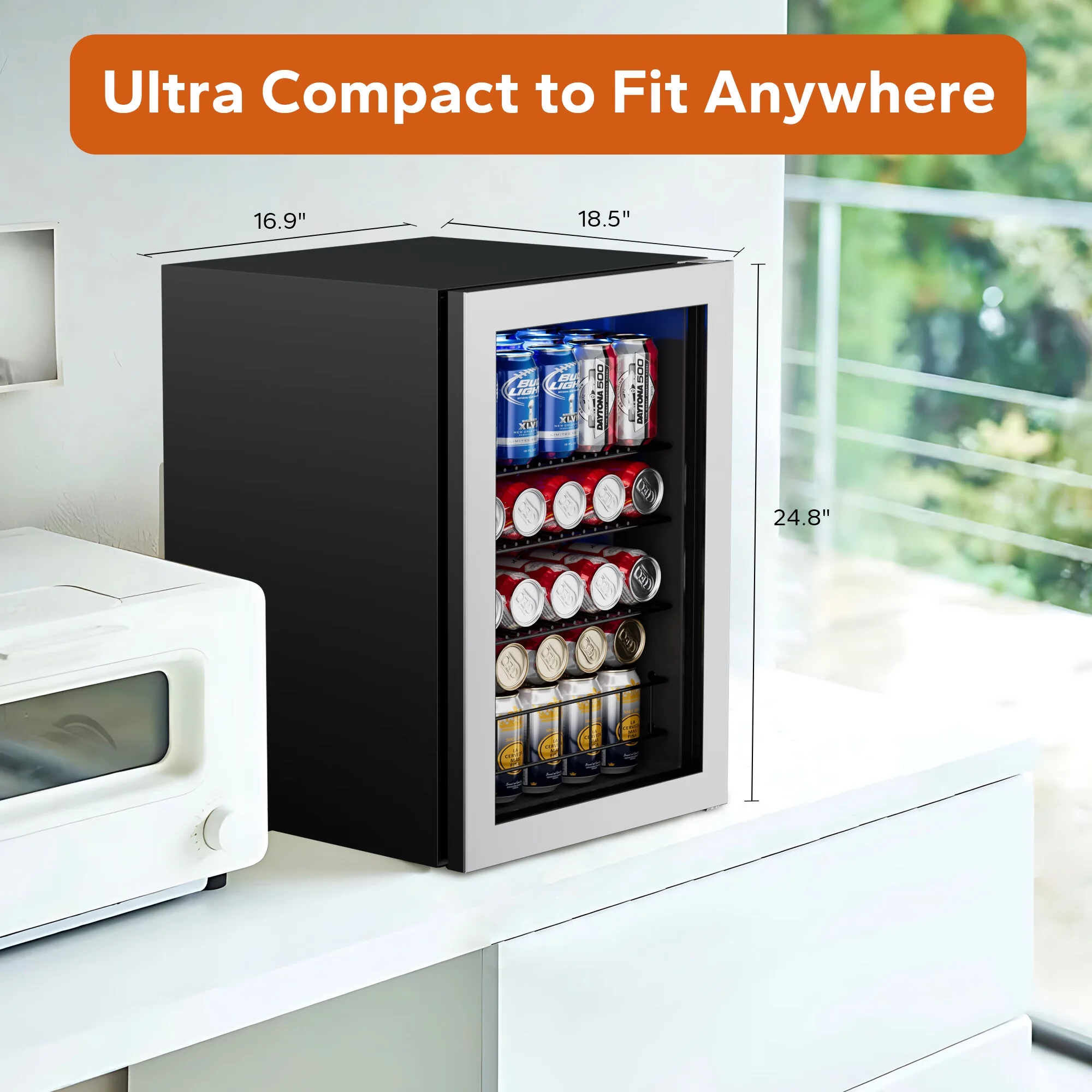 Ca'Lefort Beverage Refrigerator Cooler, 160 Can Freestanding Beverage Fridge，Mini fridge with Glass Door for Home/Bar/Office(2 Pack)