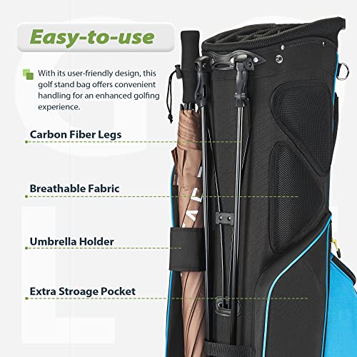 14-Way Golf Stand Bag, Golf Bag with Stand - Lightweight Durable Club Bag for Men & Women