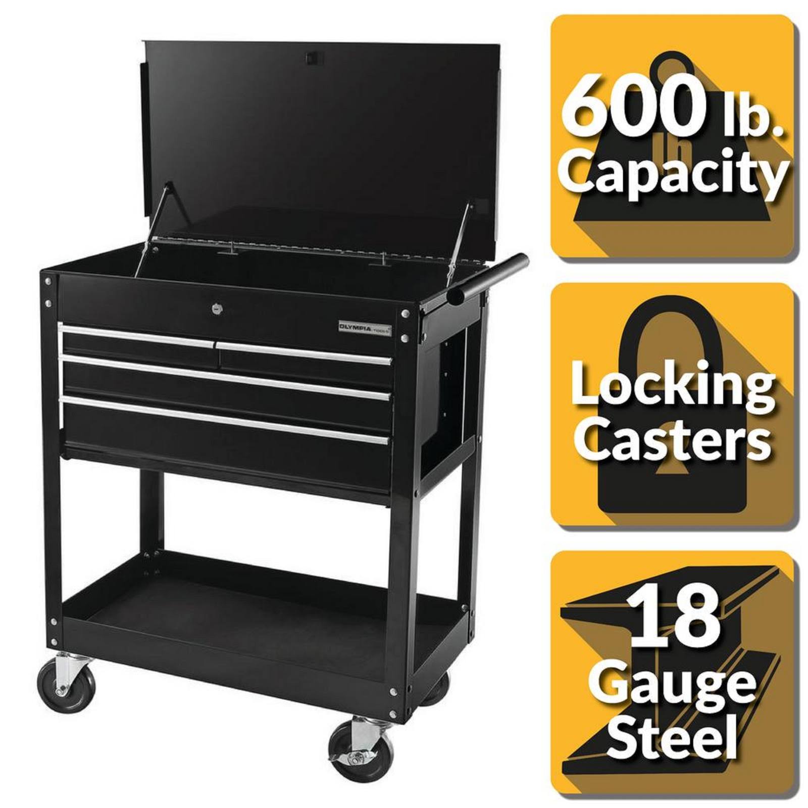 Olympia 84-956 26 in. 4-Drawer Roller Cabinet Tool Chest in Black