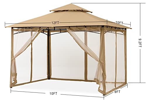 MASTERCANOPY Outdoor Garden Gazebo for Patios with Stable Steel Frame and Netting Walls (11x11,Dark Gray)