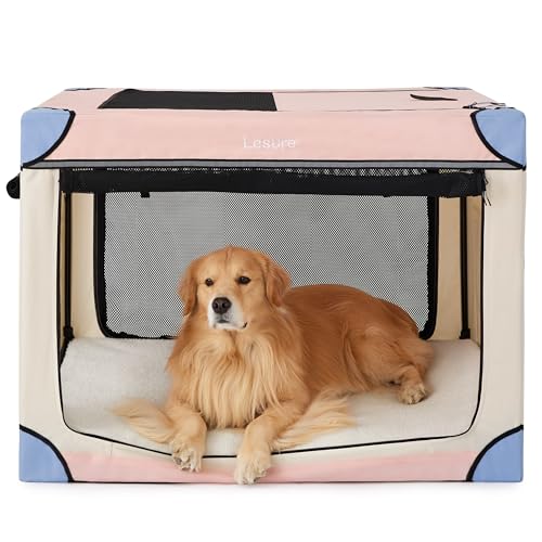 Lesure Soft Collapsible Dog Crate - 42 Inch Portable Travel Crate for Extra Large Dogs Indoor & Outdoor
