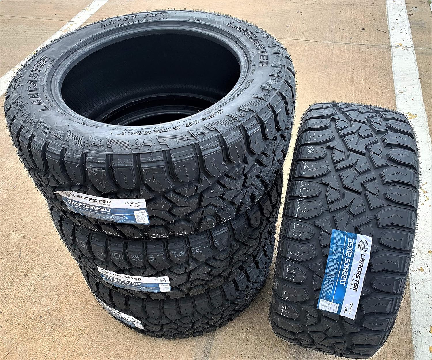 Lancaster LS-57 R/T All-Terrain Mud Off-Road Light Truck Radial Tire-35X12.50R22 35X12.50X22 35X12.50-22 117Q Load Range E LRE 10-Ply BSW Black Side