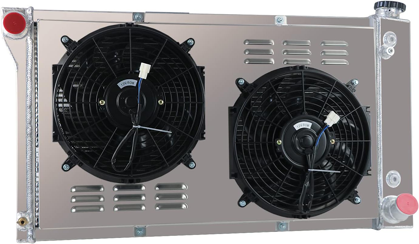 OzCoolingParts 4 Row Aluminum Radiator + 2 x 12" Fan w/Shroud for 1967-1972 68 69 70 71 Chevy C10 C20 K10 K20 K30 Pickup Trucks and GMC More Models