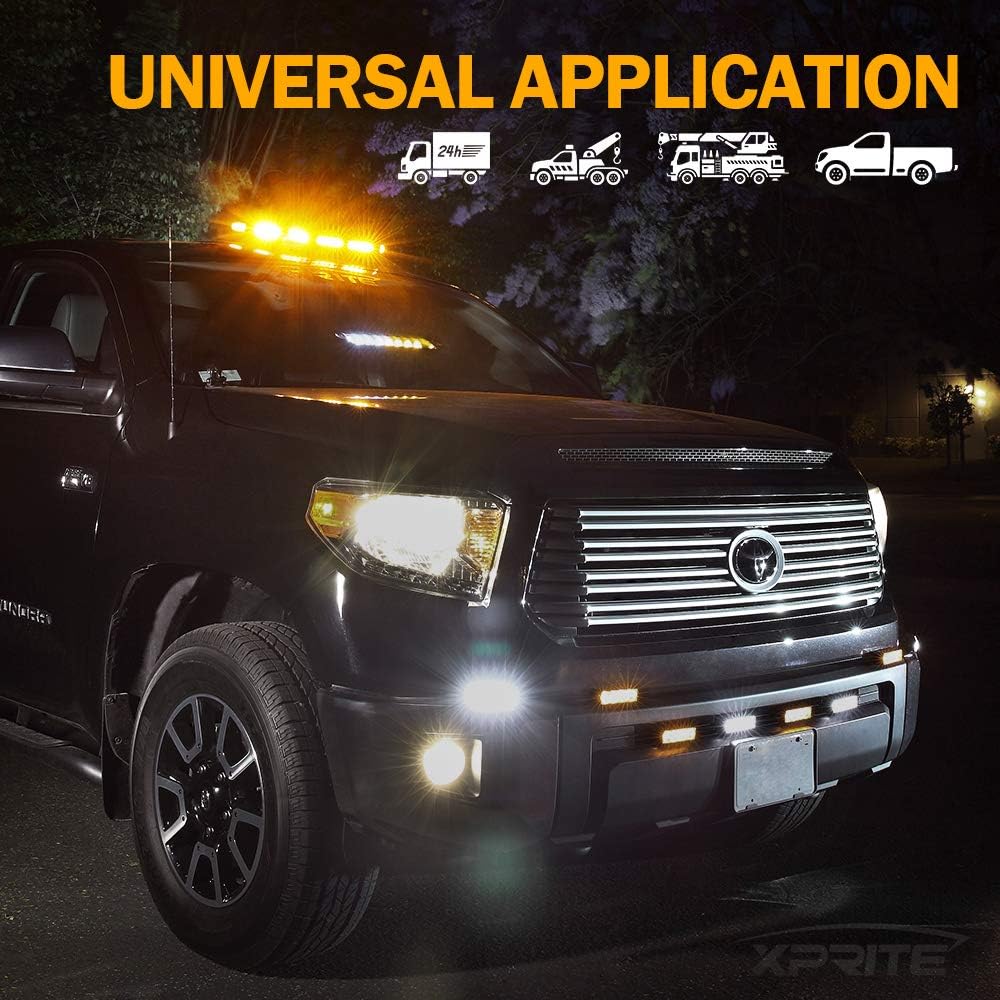 Xprite 48" Traffic Advisor White Amber Emergency Strobe Light Bar High Intensity LED Rooftop Warning Security Caution Lightbar w/Adjustable Brackets