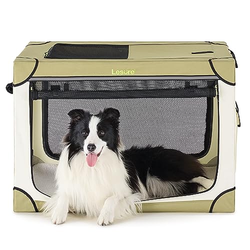 Lesure Soft Collapsible Dog Crate - 42 Inch Portable Travel Crate for Extra Large Dogs Indoor & Outdoor