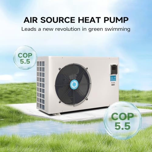 Swimming Pool Heat Pump, Pool Heater for In-Ground and Above Ground Pools, Max Output 37960BTU, Electric Heater Pump for Pools