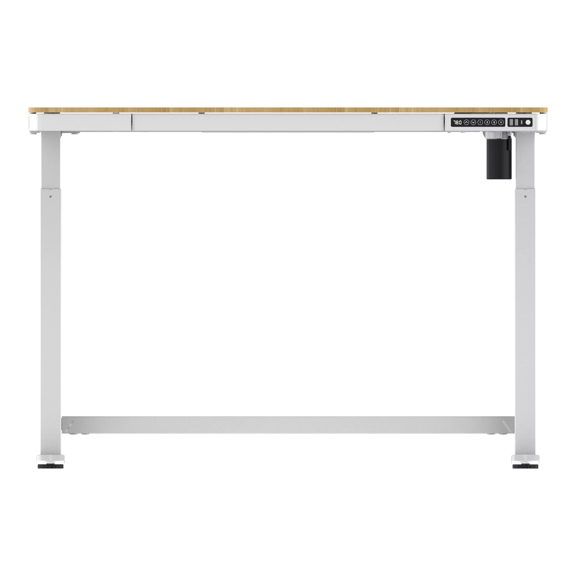 Koble Juno 48" Electric Height-Adjustable Desk with White Frame and Light Wood Foil Top