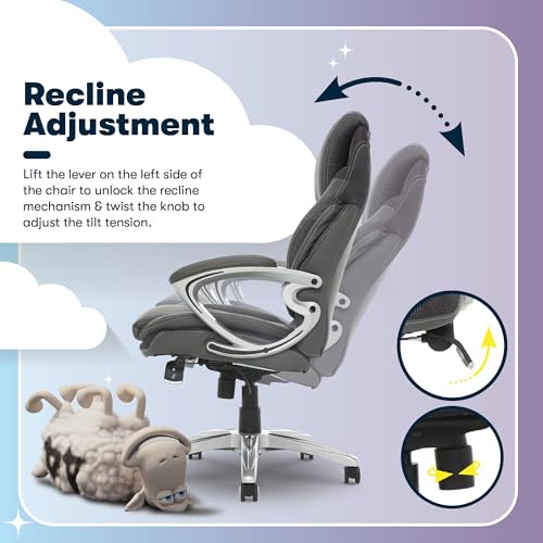 Serta Bryce Executive Office Chair, Ergonomic Computer DeskChairs with Patented AIR Lumbar Support, Comfy Body Pillows, Height Adjustable