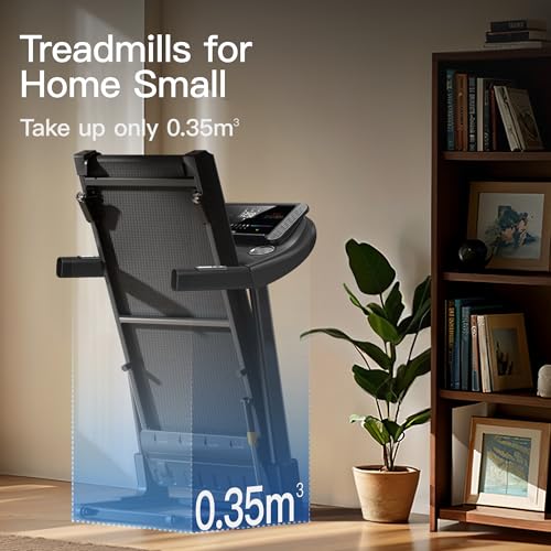 CURSOR FITNESS Home Folding Treadmill with Pulse Sensor, 2.5 HP Quiet Brushless, 7.5 MPH, 265 LBS Capacity
