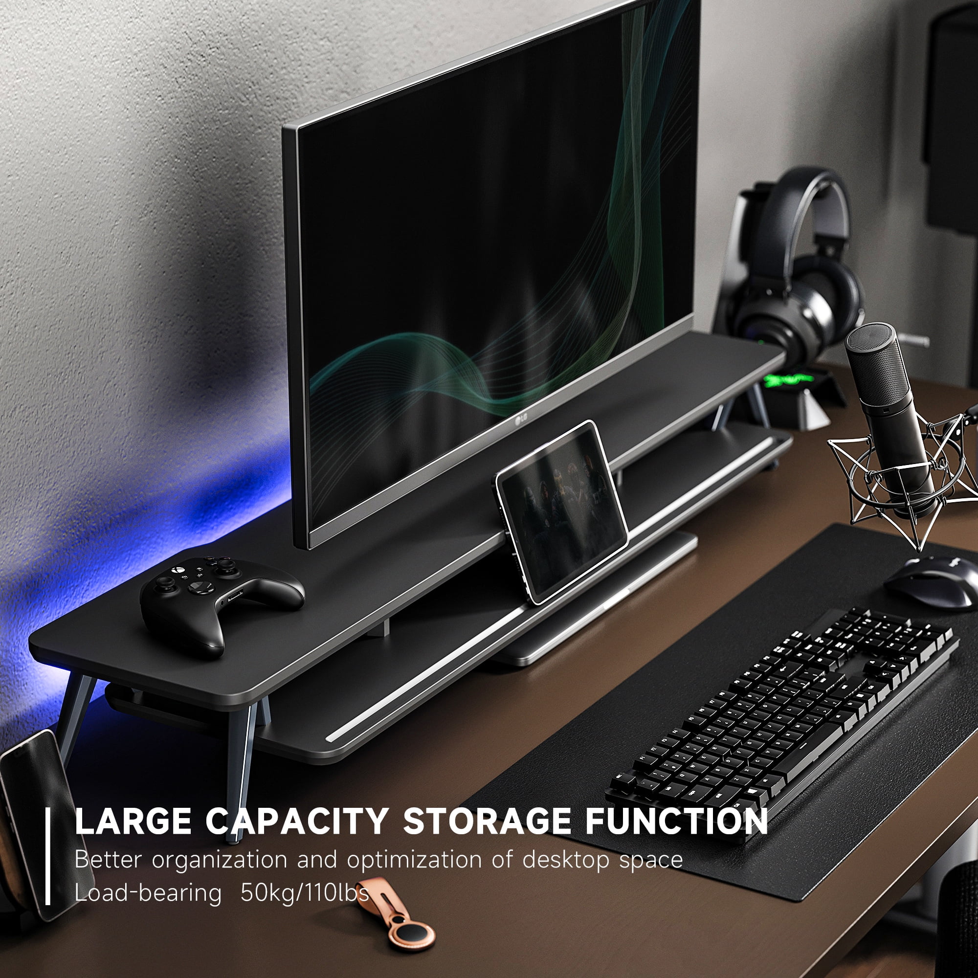 Fenge Dual Monitor Stand Riser for 2 Monitors, 42.5 Inch Desk Shelf with Storage Organizer - Radiant Selections