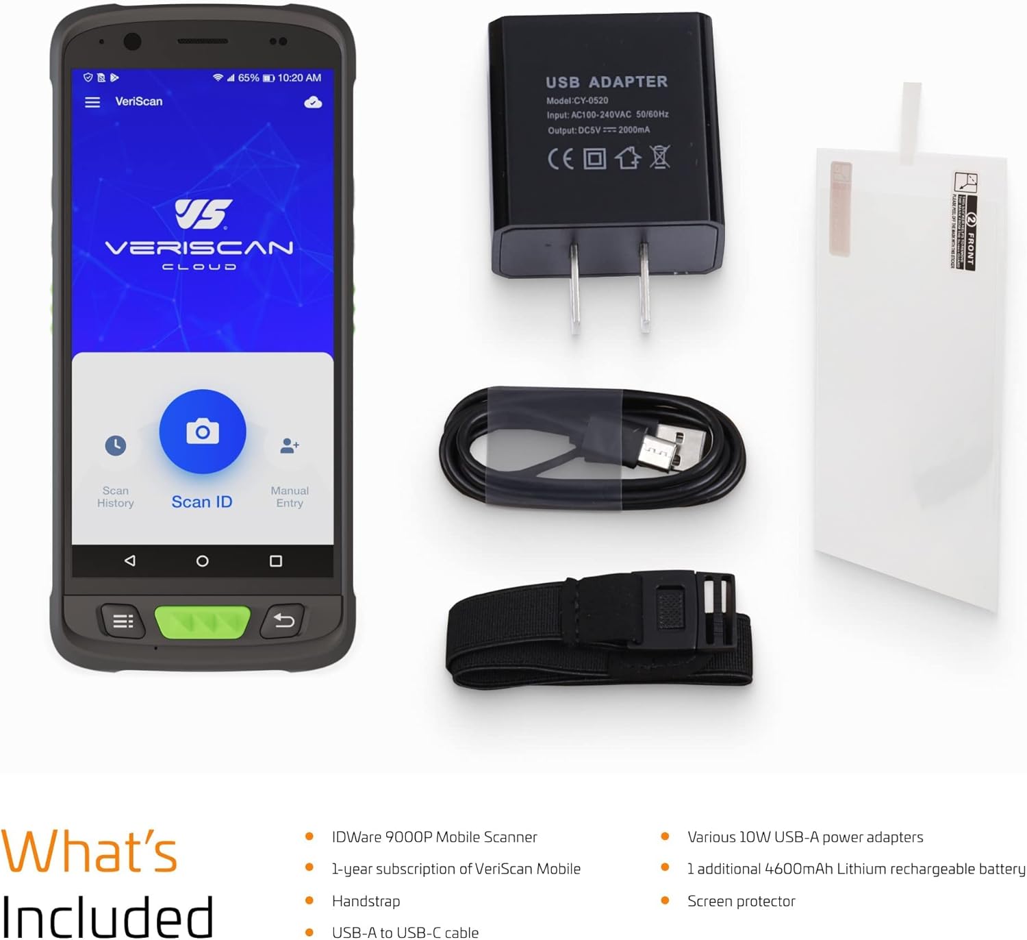IDWare 9000+ ID & Passport Scanner – Touchless Mobile Scanning Solution with VeriScan Mobile Software for Age Verification & Visitor Management –