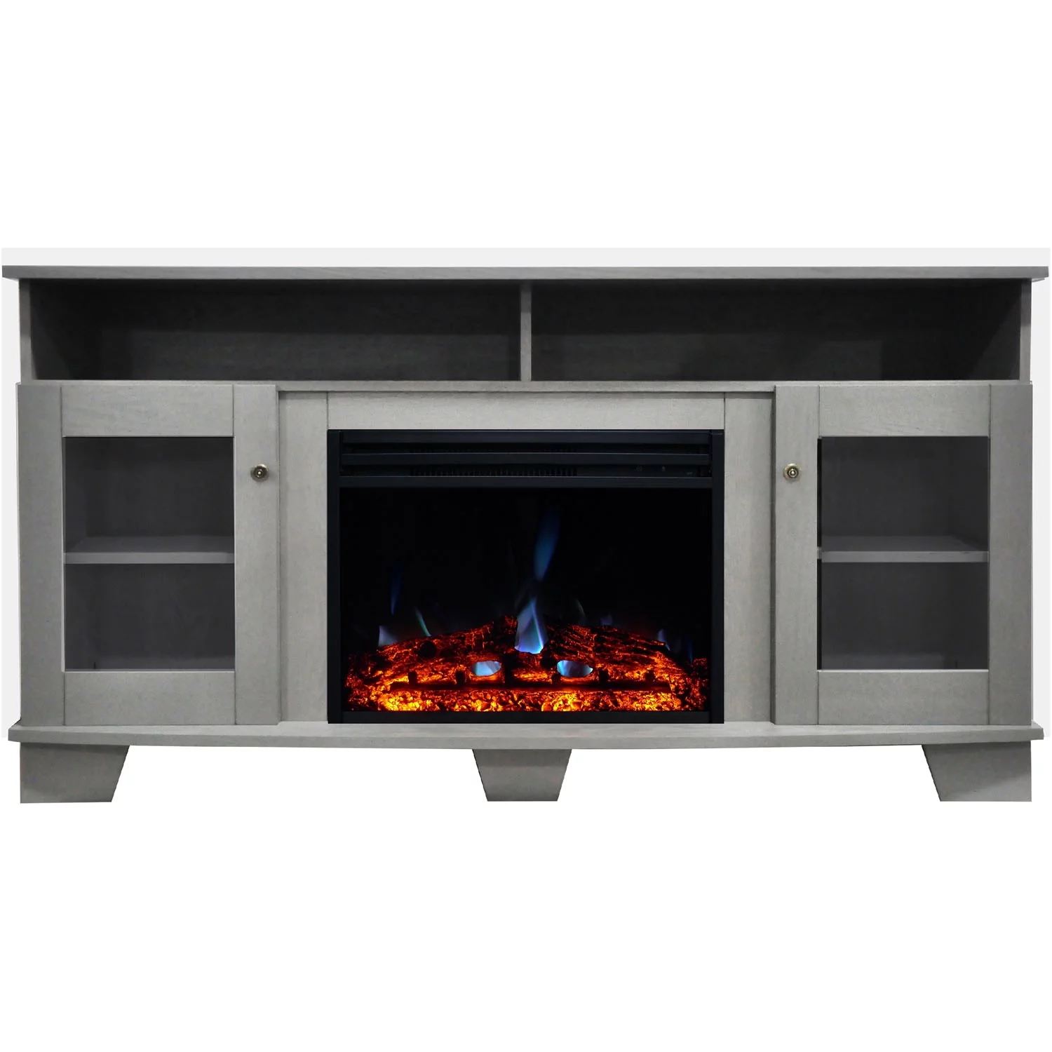 Cambridge Savona Electric Fireplace Heater with 59-In. Gray TV Stand, Enhanced Log Display, Multi-Color Flames, and Remote - Curated Treasures Market