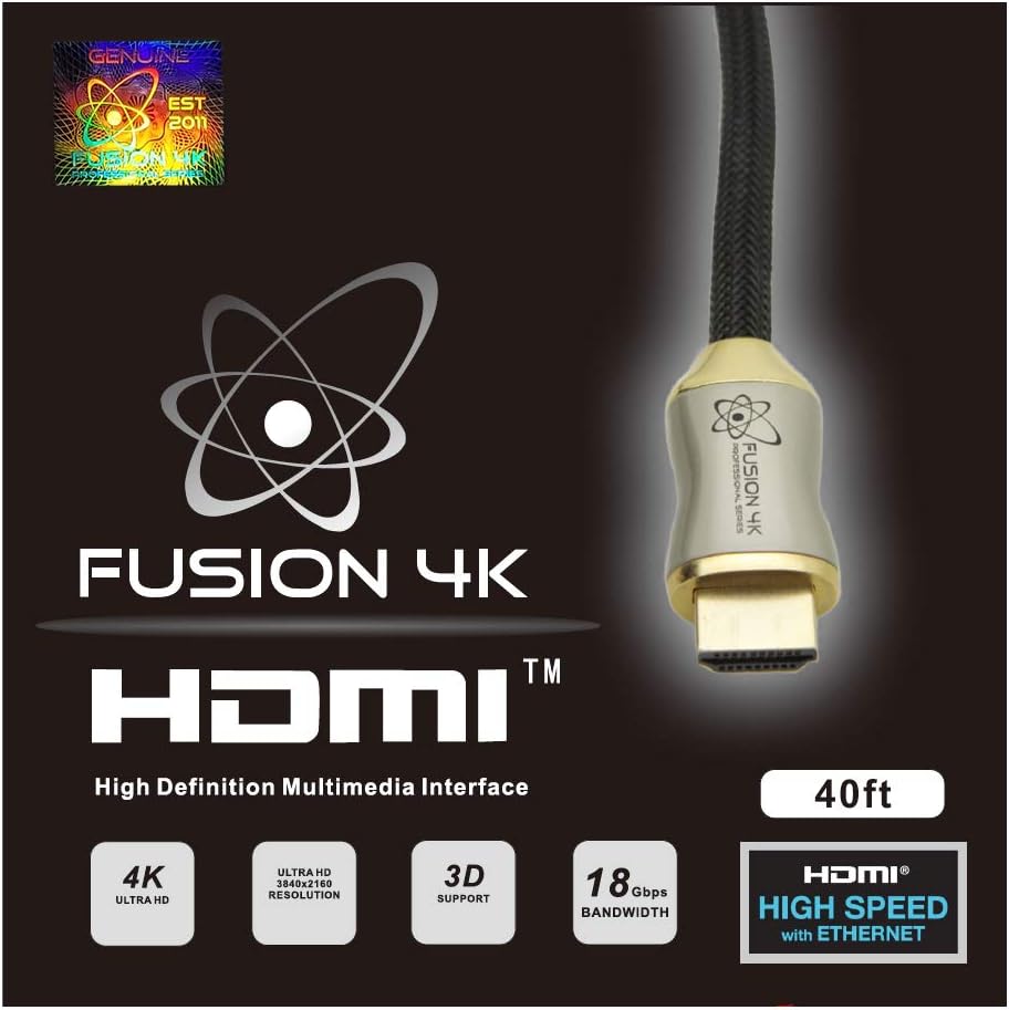 Fusion4K High Speed 4K HDMI Cable (4K @ 60Hz) - Professional Series (20 Feet)