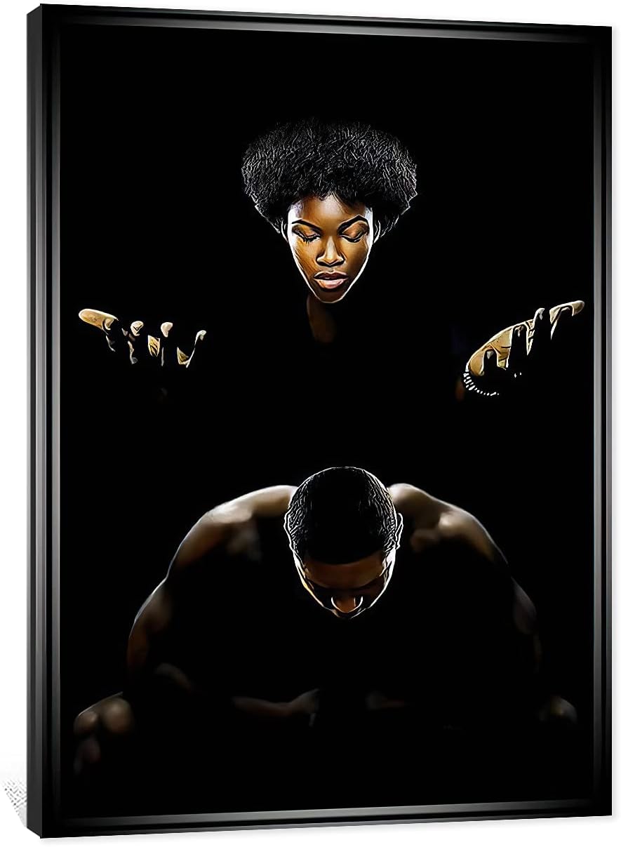 African American Wall Art, Black King and Queen Wall Art, Black Art Wall Art Decor, Black Couple Picture for Living Room Decor