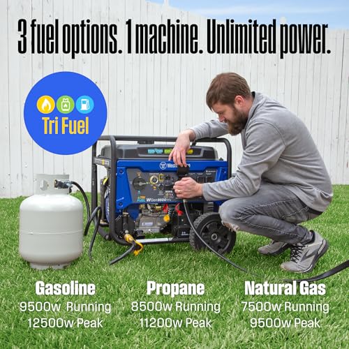 Westinghouse 12500 Peak Watt Tri-Fuel Home Backup Portable Generator, Remote Electric Start, Transfer Switch Ready, Gas, Propane