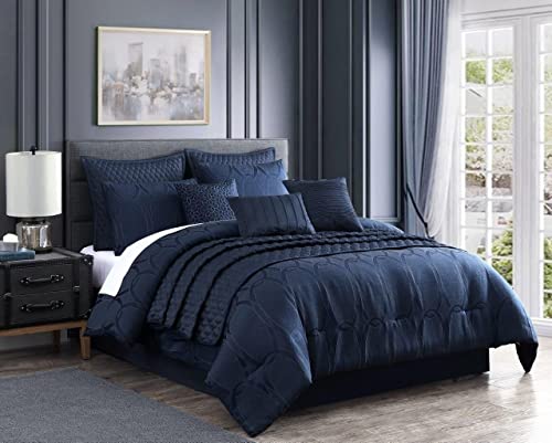 Riverbrook Home 100% Polyester Comforter Set, Queen, Hillcrest - Ivory/Gold, 9 Piece Set
