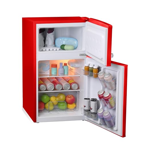 West Bend Mini Fridge with Freezer Retro-Styled for Home Office or Dorm