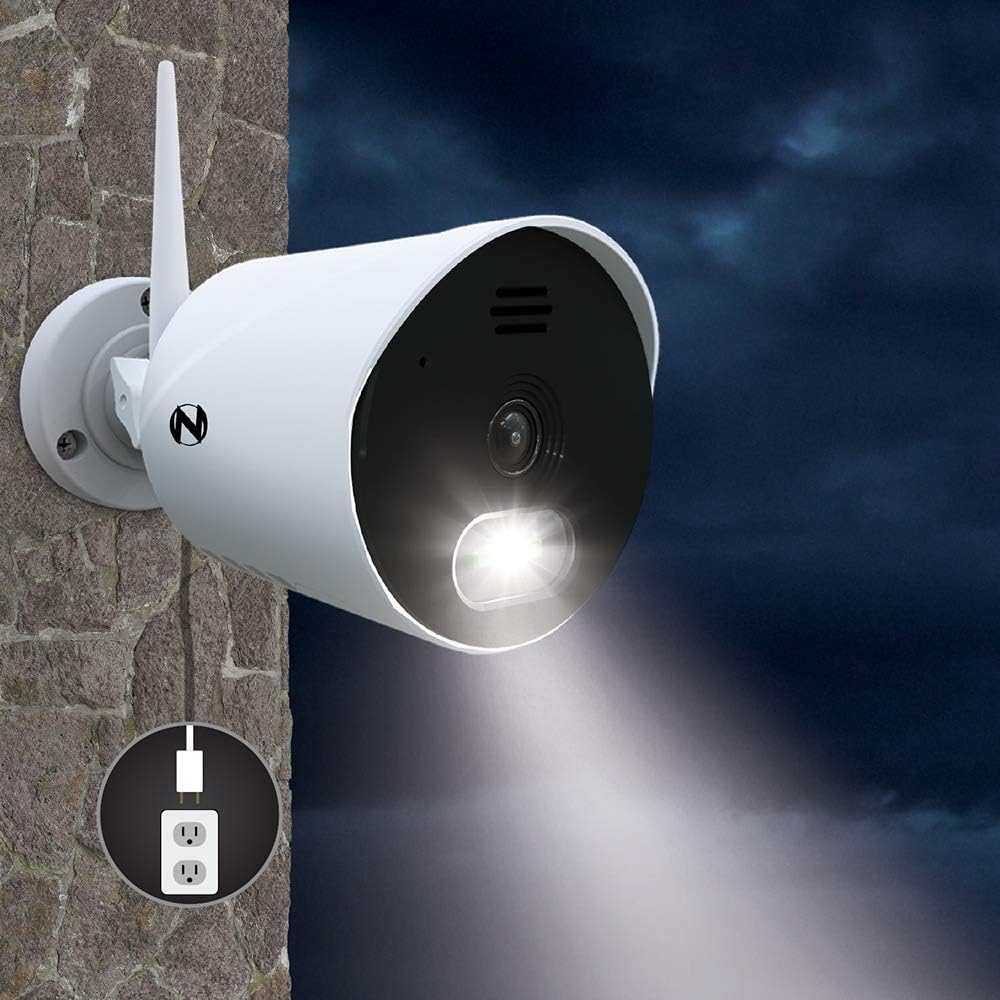 Night Owl 1080p AC Powered Panoramic Wi-Fi IP Indoor/Outdoor Camera with a 140° Ultra Wide Angle View, 2-Way Audio, Built-in Spotlight