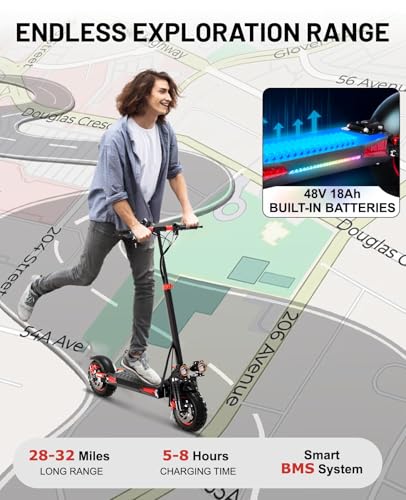 Offroad Electric Scooter with Seat,1200W eScooter for Adults,32 Miles Long Range & 34 Mph Fast Electric Scooters,11" Tires Scooter Height Adjustable