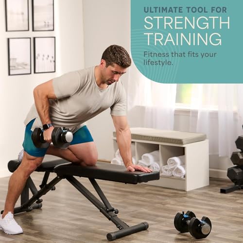 Lifepro Adjustable Dumbbells Set - 5in1-15lb 25lb 43lb 55lb weights Set & Single with Rack - Quick Adjust, Secure Grip