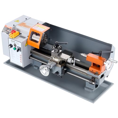 VEVOR Metal Lathe Machine, 7'' x 13.78'', Precision Benchtop Power Metal Lathe, 0-2200 RPM Continuously Variable Speed, 500W Brush Motor Metal Gears