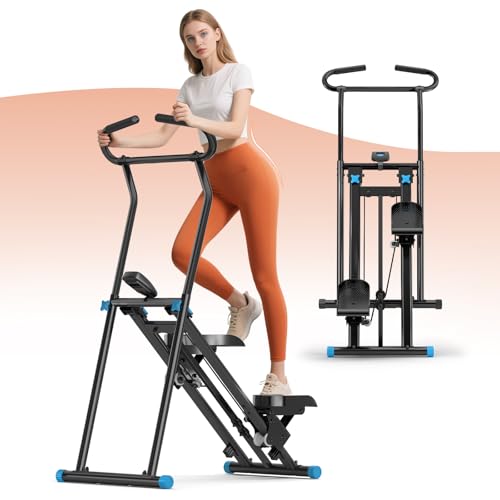Foldable Stair Stepper Machine for Home Gym - 350LB Capacity Cardio Climber with LCD Monitor, Non-Slip Pedals & Handbar
