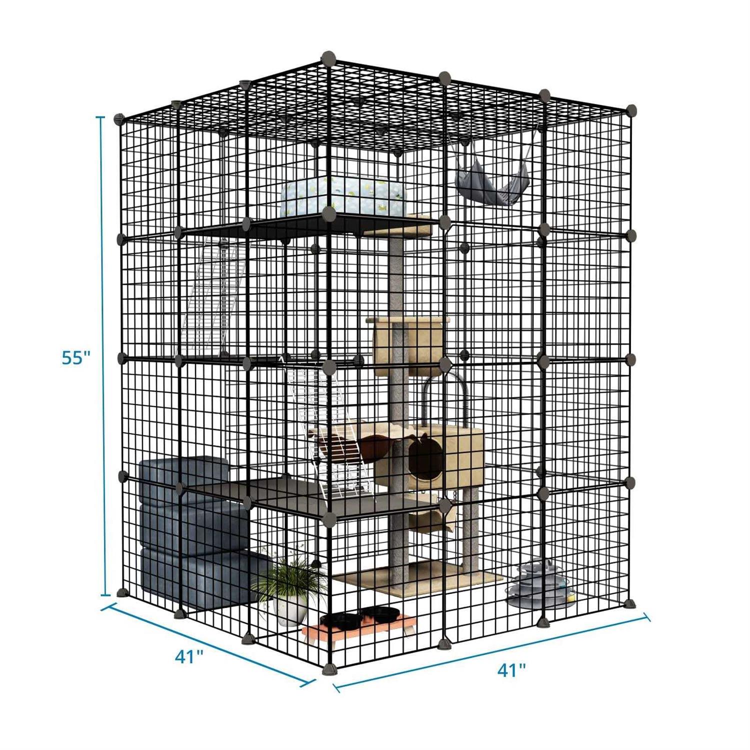 Eiiel Outdoor Cat House Cat Cages Enclosure with Super Large Enter Door - Pet Supplies online store