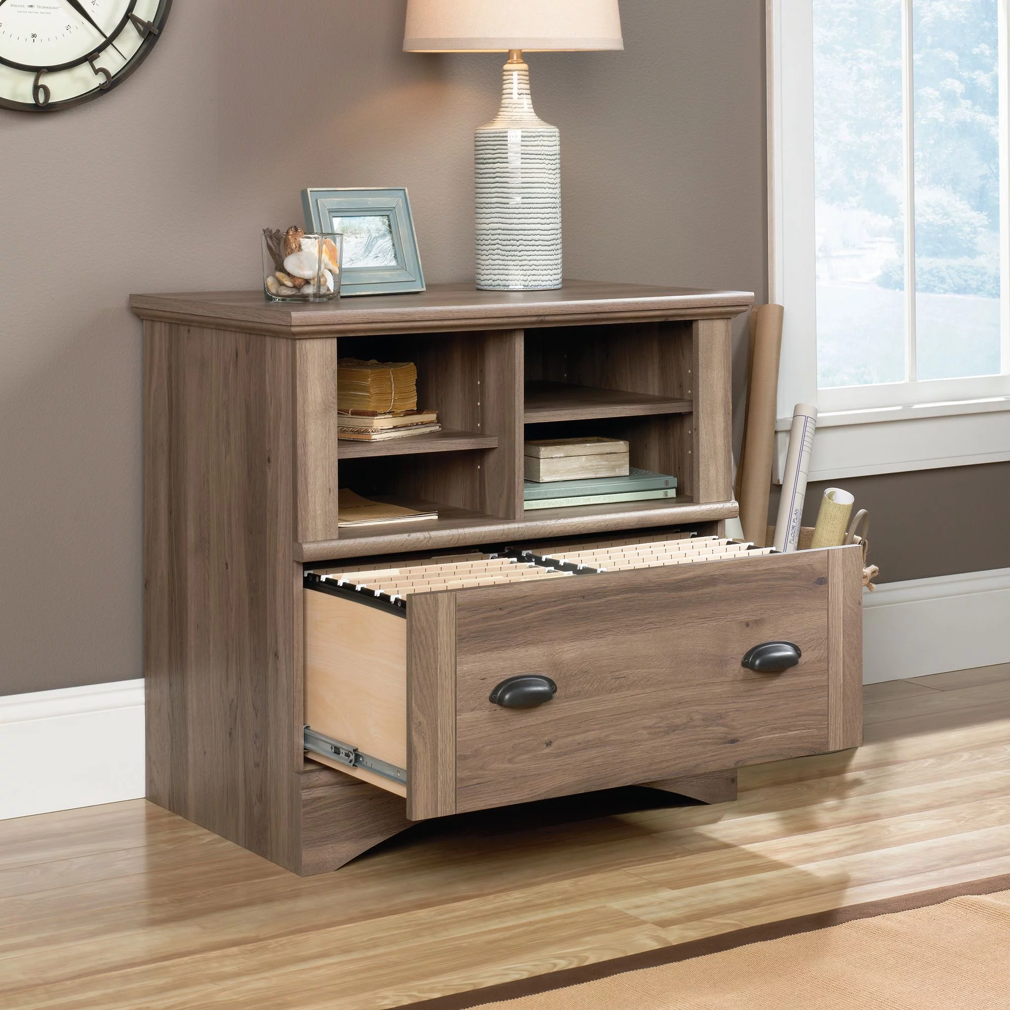 Sauder Harbor View Lateral File, Salt Oak Finish