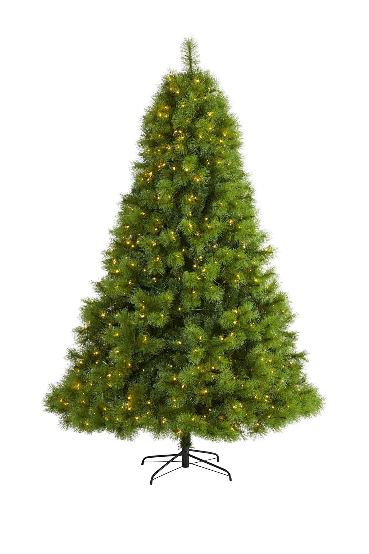 Nearly Natural Scotch Pine Artificial Christmas Tree with 600 Clear LED Lights - Green