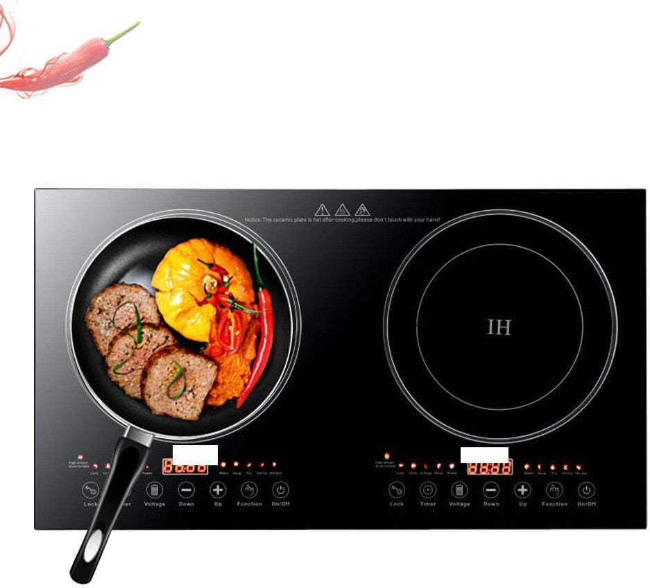 Dual Electric Induction Cooker, 110V 1200w Portable Digital Countertop Double Burner Cooktop Burner Sensor Touch Stove with 8 Gear Firepower