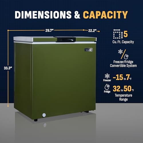 Newair 13.8 cu. ft. Upright Freezer, Fridge Freezer Convertible, Garage Ready Refrigerator, Frost Free Freezer with Door Alarm, Stand up Deep Freezer