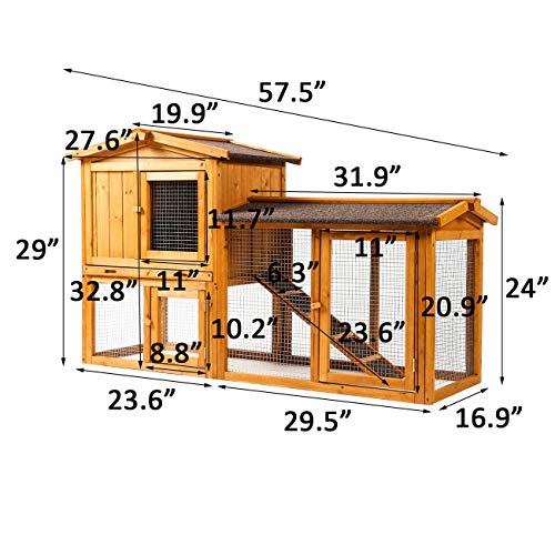 Ogrmar Chicken Coop Large Wooden Outdoor Bunny Rabbit Hutch Hen Cage with Ventilation Door