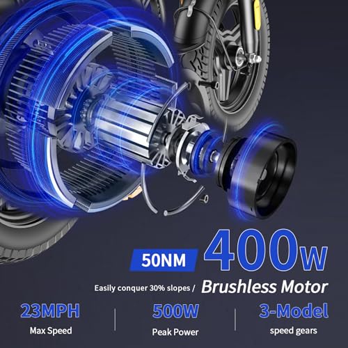 Folding Electric Bike for Adults, 400W (Peak 500W) Motor,23MPH Max Speed Foldable Electric Bicycles,14" Ebike