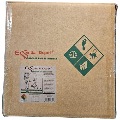 Essential Depot Beef Tallow - 50 lbs - Grass Fed - Non-GMO - Free from Lactose-Gluten-Glutamate-BSE