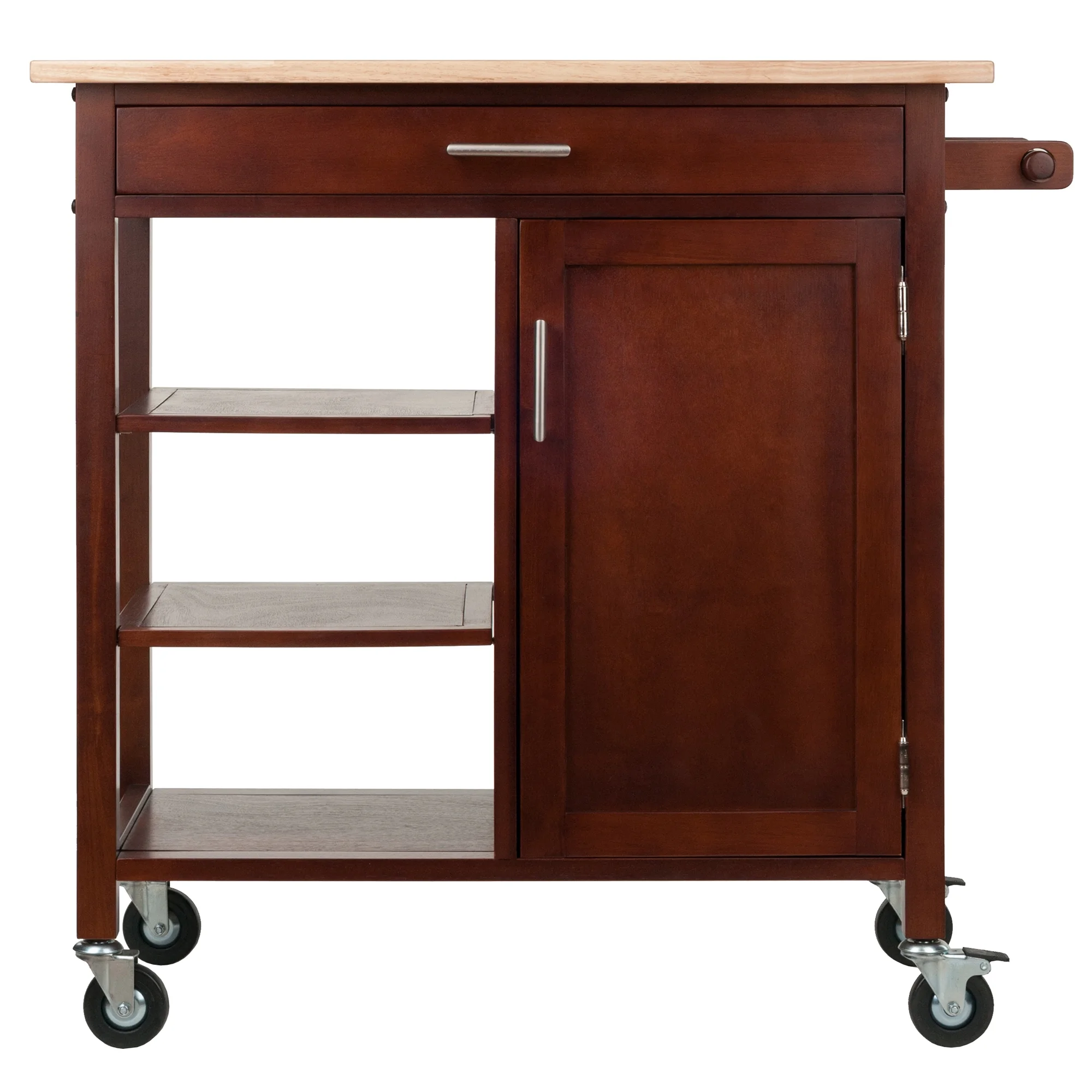Winsome Wood Marissa Kitchen Utility Cart, Two-Tone, Natural & Walnut Finish