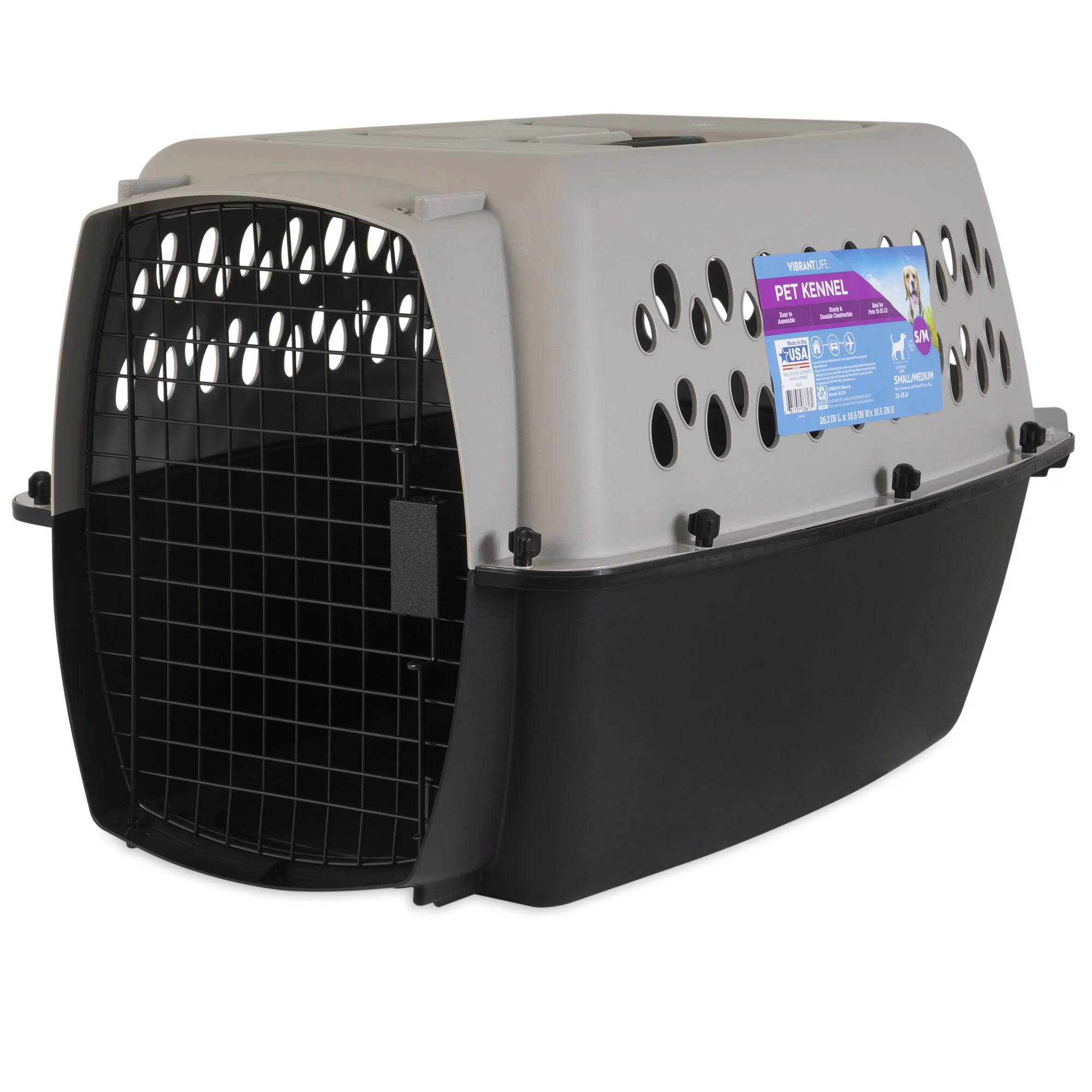 Vibrant Life Pet Kennel 19 X-Small Plastic Dog Crate Portable Carrier for Pets Up To 10 lbs