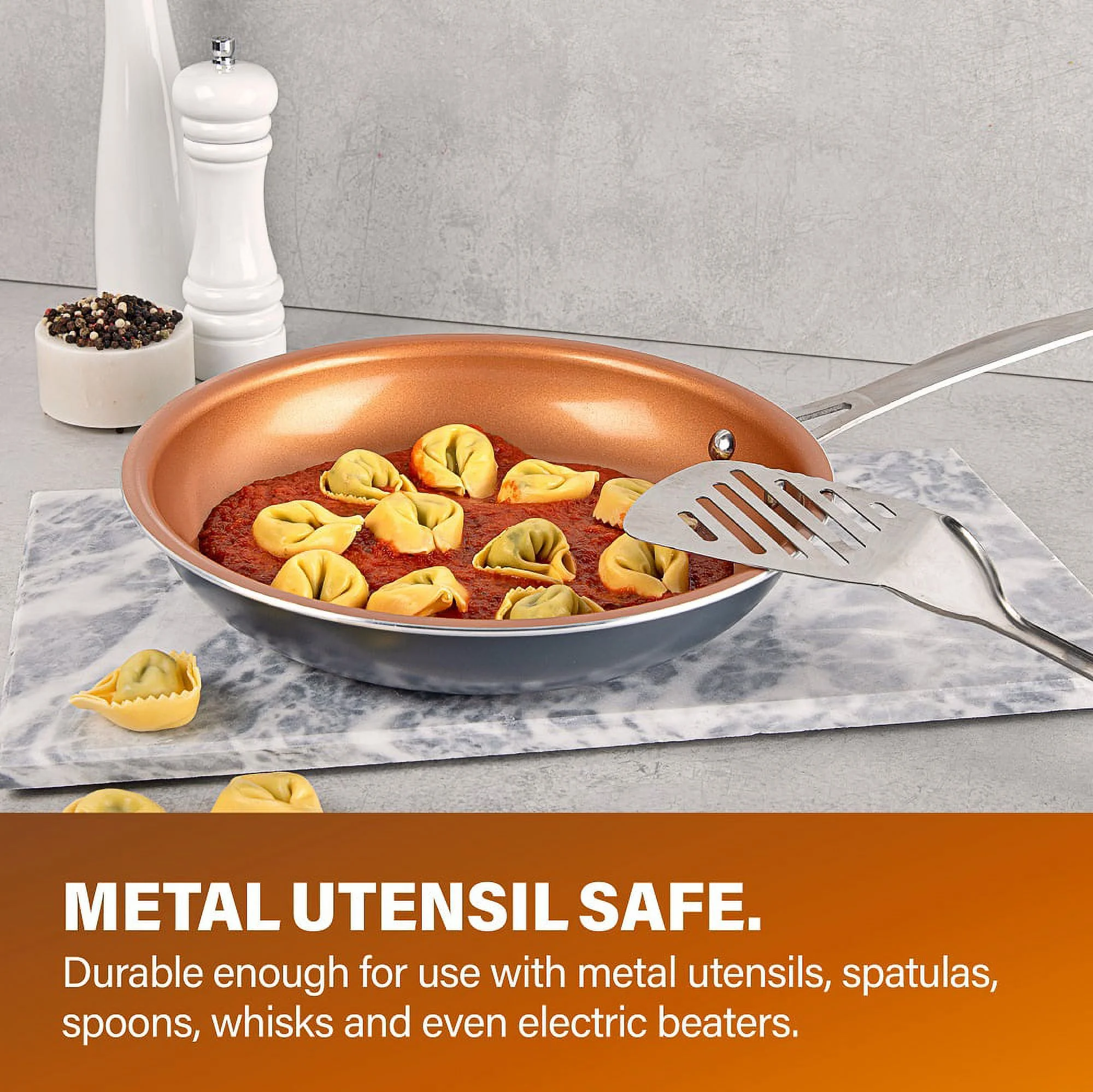 Gotham Steel Kitchen-in-a-box 25 Piece Cookware set, Non-stick Pots & Pans with Utensils, Graphite/Copper