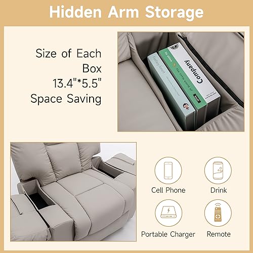 Oversized Recliner Chair, Lazy Boy Recliners with Soft Overstuffed Arms and Back, Big and Tall Manual Recliners for Living Room, Bedroom, Study Room