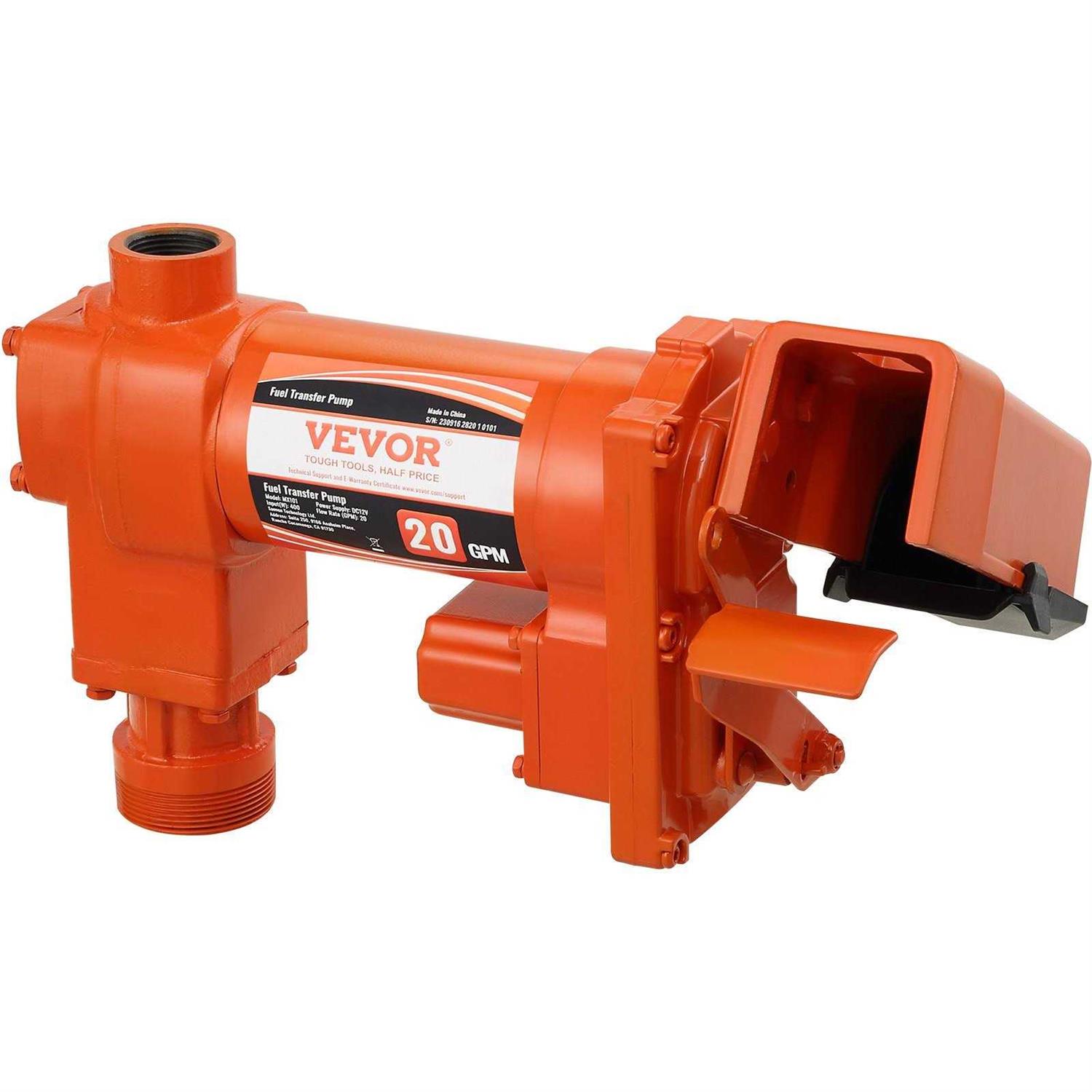 VEVOR Fuel Transfer Pump 12V DC 20 GPM 1/4 HP High Flow Cast Iron Gasoline Extractor Pump with Fuel Collection Box Design for Gasoline