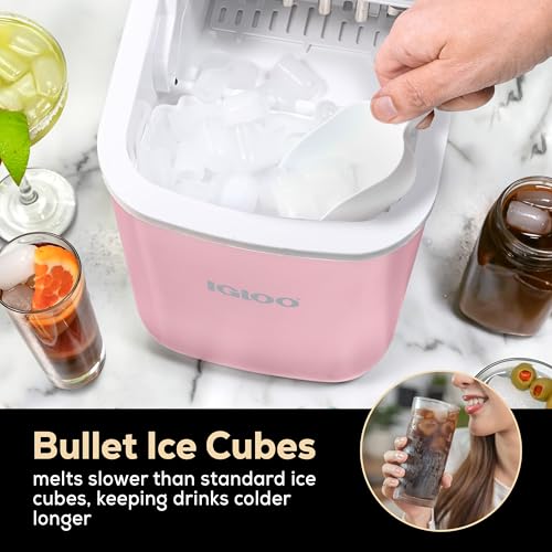 Igloo Electric Countertop Ice Maker Machine - Automatic and Portable - 33 Pounds in 24 Hours - Icecube Maker - Plastic Scoop and Basket
