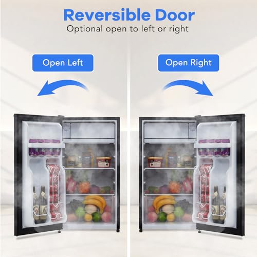 4.3 Cu.Ft Single Mini Refrigerator-Freezer Compartment-Adjustable Thermostat Control-Reversible Doors-Ideal for Dorm, Office, Rv, Garage, Apartment