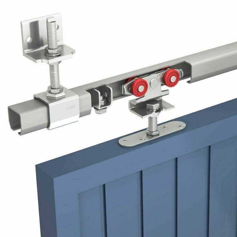 Sliding Exterior Door Hardware Kit 2x76-inch Galvanized Steel Track for 1 Door Up to 2-inch Thick and 130lbs - Shop Hardware Tools Online Store