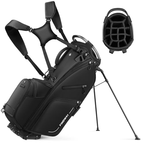 Findway 14 Way Golf Stand Bag, Lightweight Golf Bag with Stand for Men Women, Golf Club Carry Bag with Dual Strap, Full Length Dividers