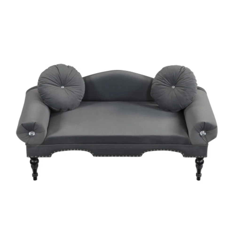 54” Width Modern Velvet Upholstered Loveseat Sofa Accent Bedside Entryway Bench Small Sofa 2 Seater Couch Settee for Living Room Bedroom Nail Head