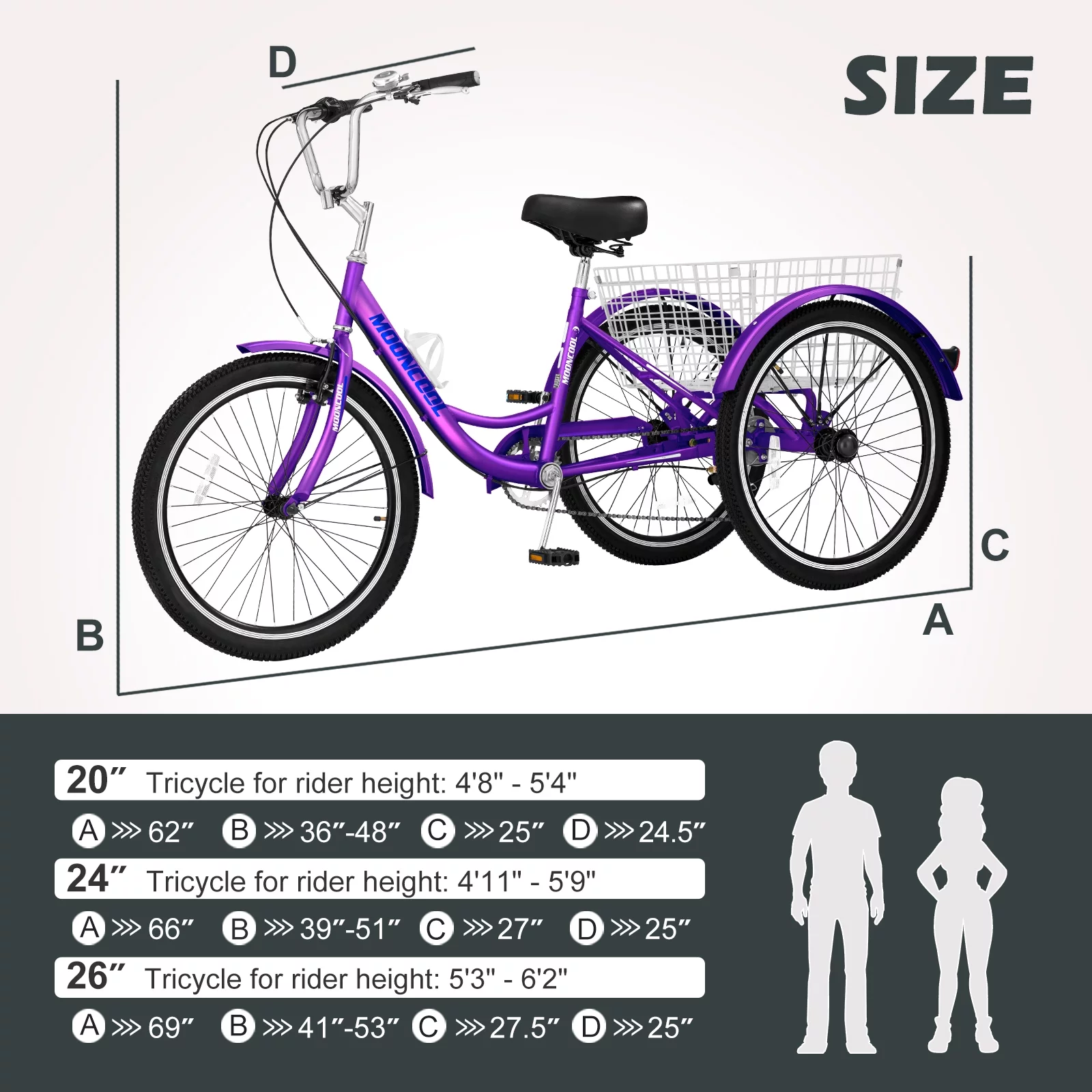 LILYPELLE 24 Adult Tricycle 7 Speed, Three Wheel Bikes for Adults 400lbs,Low-Step Through Trike Cruiser for Exercise Shopping Outdoor Activities,Cyan