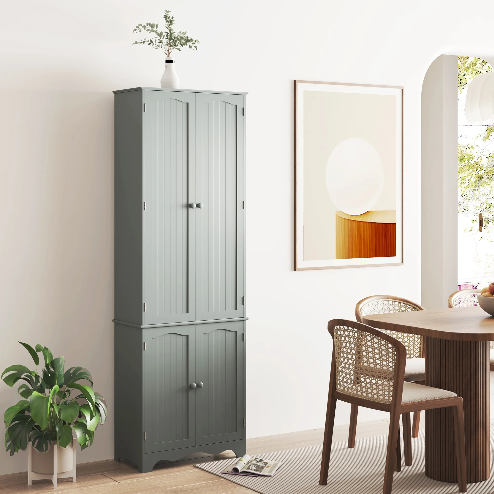 HOMEFORT 72" H Freestanding Tall Pantry Cabinet, Kitchen Pantry with 2 Large Cabinets and Adjustable Shelves