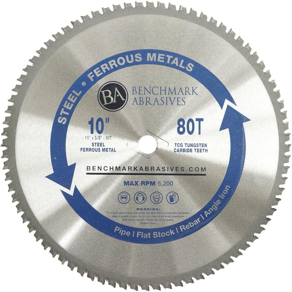 Benchmark Abrasives 14" 80 Tooth Tungsten Carbide Tips Saw Blade for Thin Steel and Ferrous Metals
