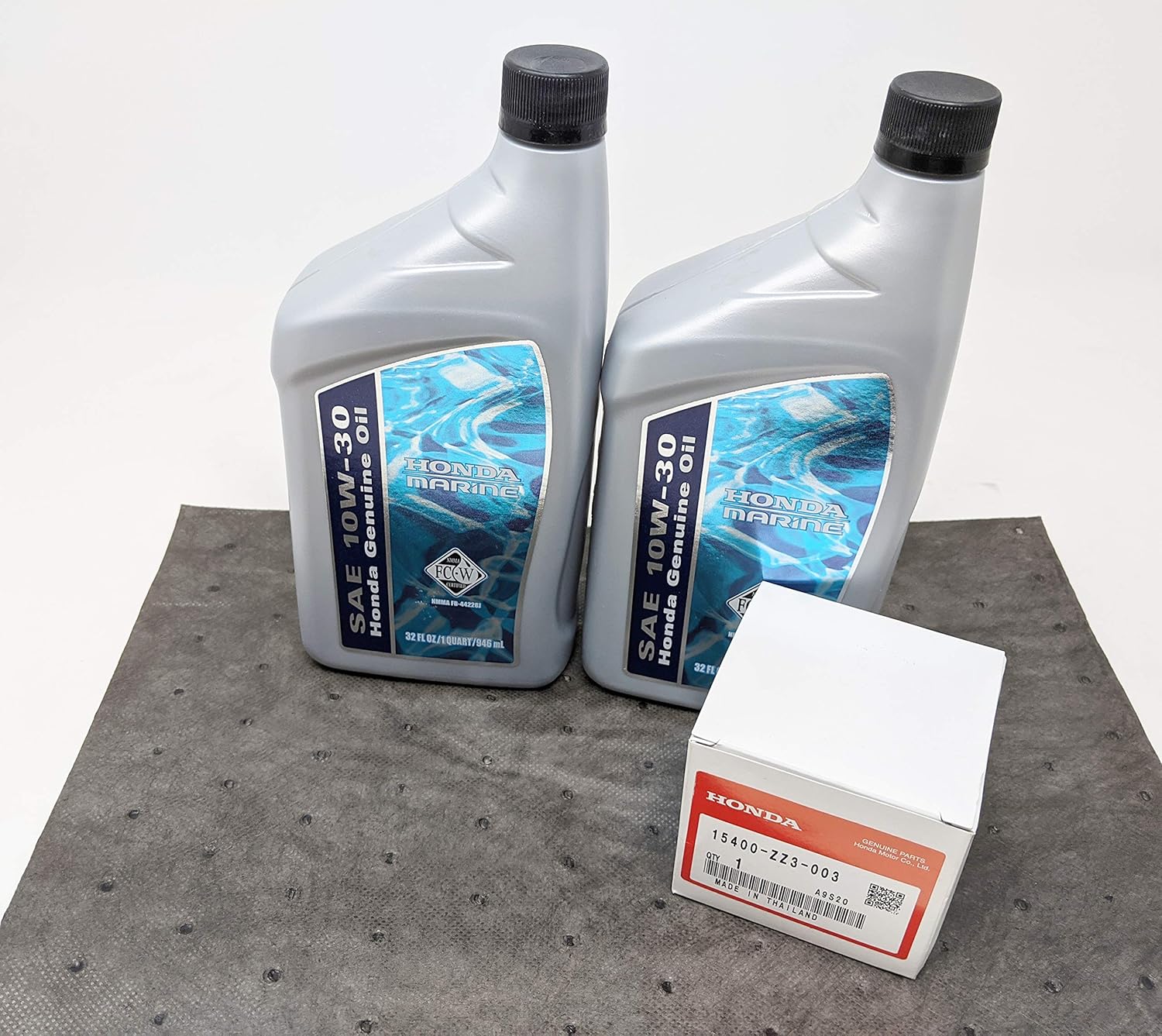 Honda Marine Oil Change Kit w/Oil pad and 2-Quarts 10W-30 Oil and Filter Pack of 2